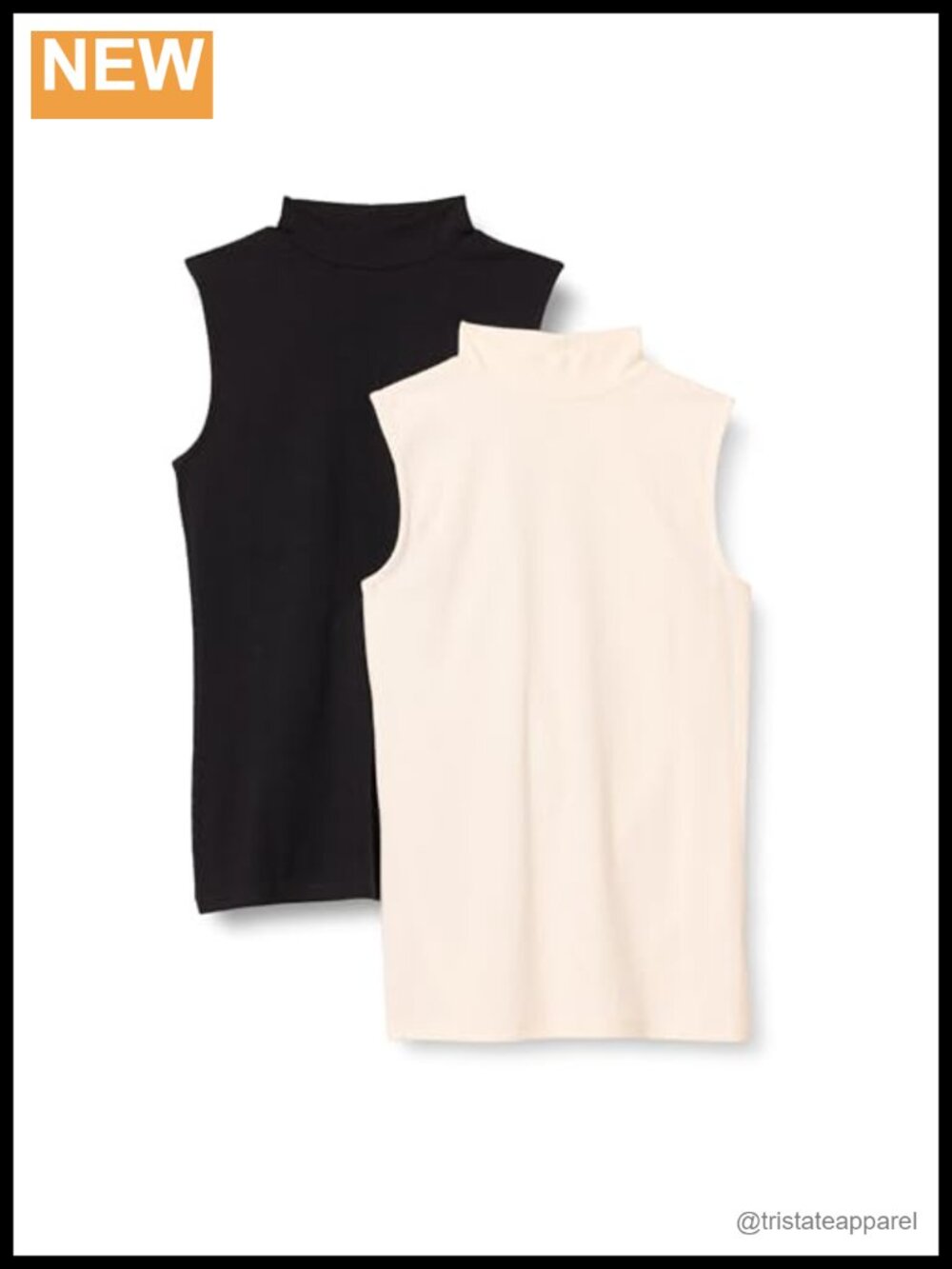 Women's Mock Neck Ribbed Knit Sleeveless Top Slim Fit Cotton Modal Blend